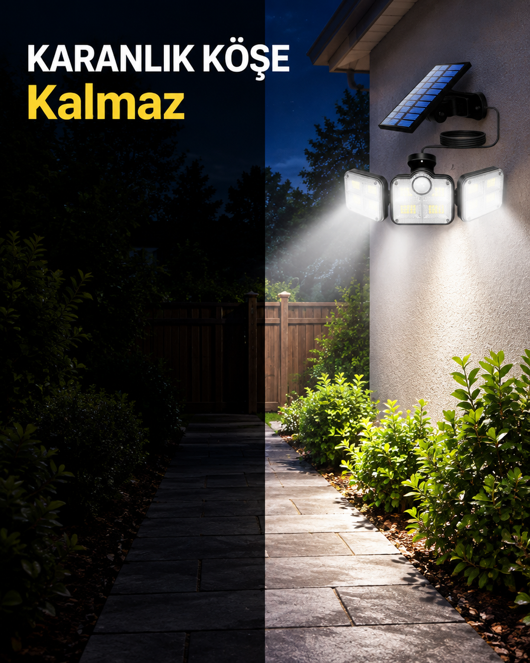 Solar sensörlü bahçe lambası kare 3