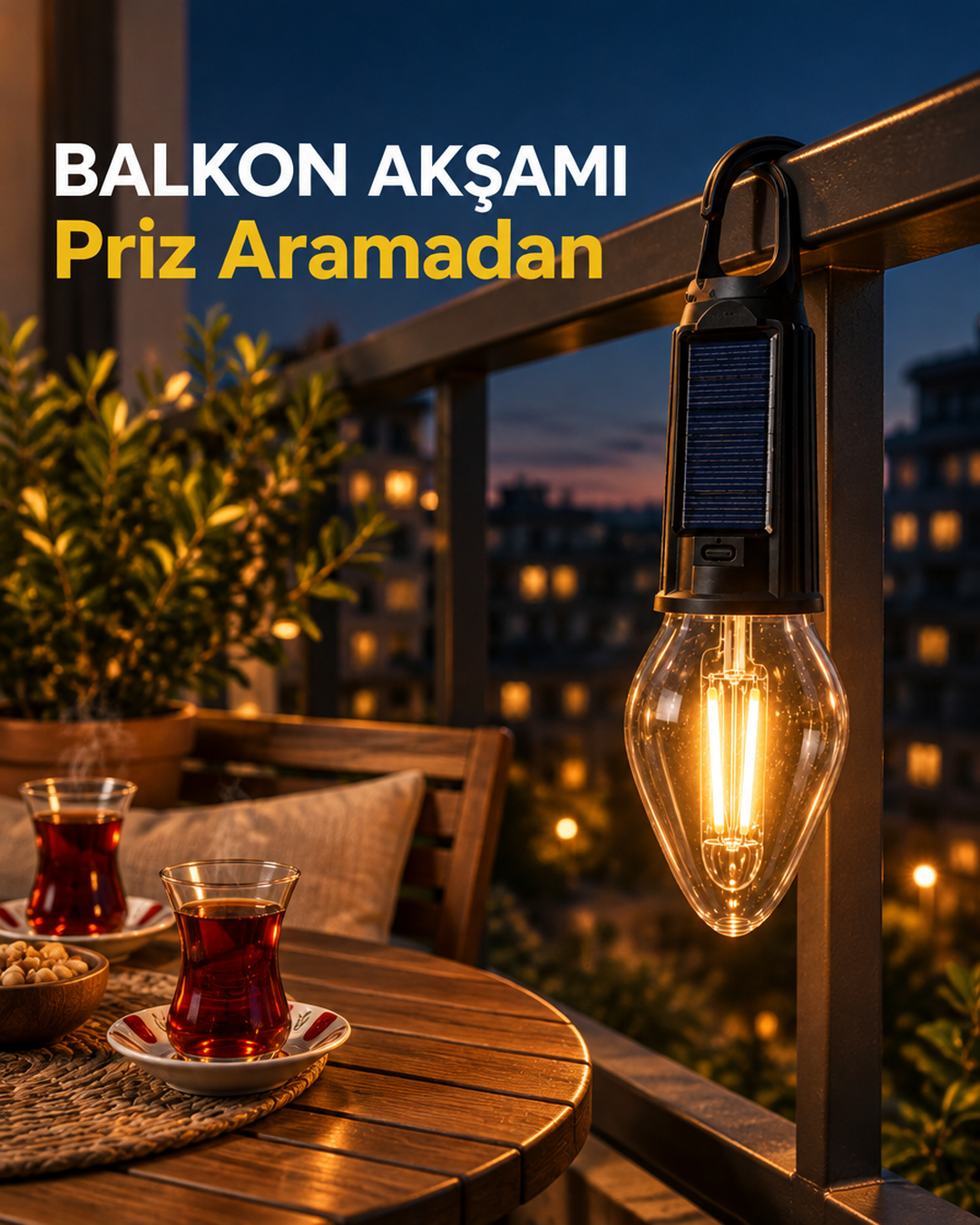 Şarjlı askılı kamp ampulü kare 4