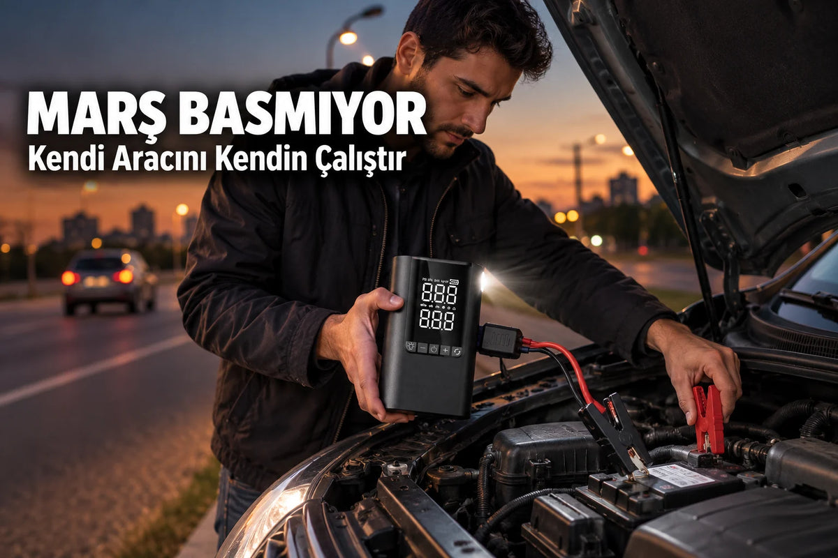 Kablosuz akü takviye ve lastik şişirici